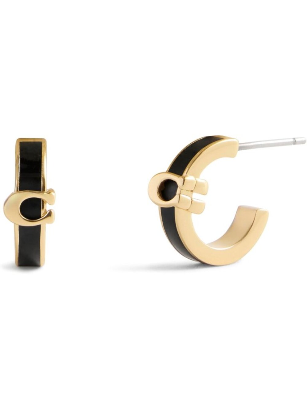 Stylish Women's Enamel Huggie Earrings with Signature C Design - Chic Jewelry